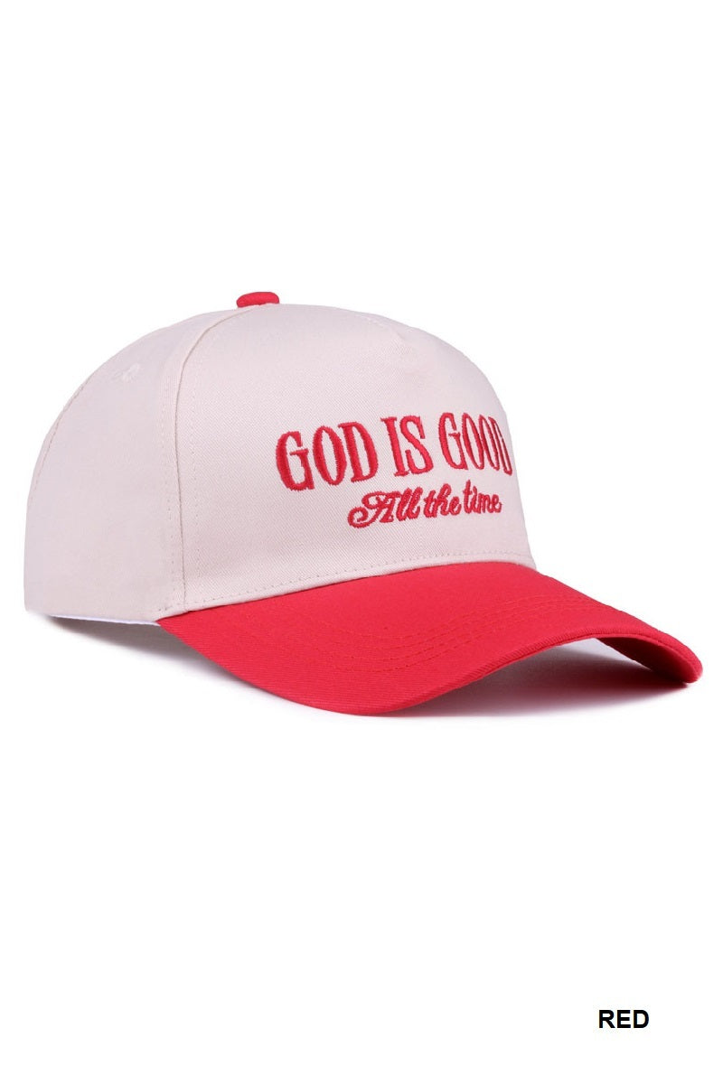 Canvas Cap Two-Tone God Is Good All The Time - Red PinkPro Beauty Supply