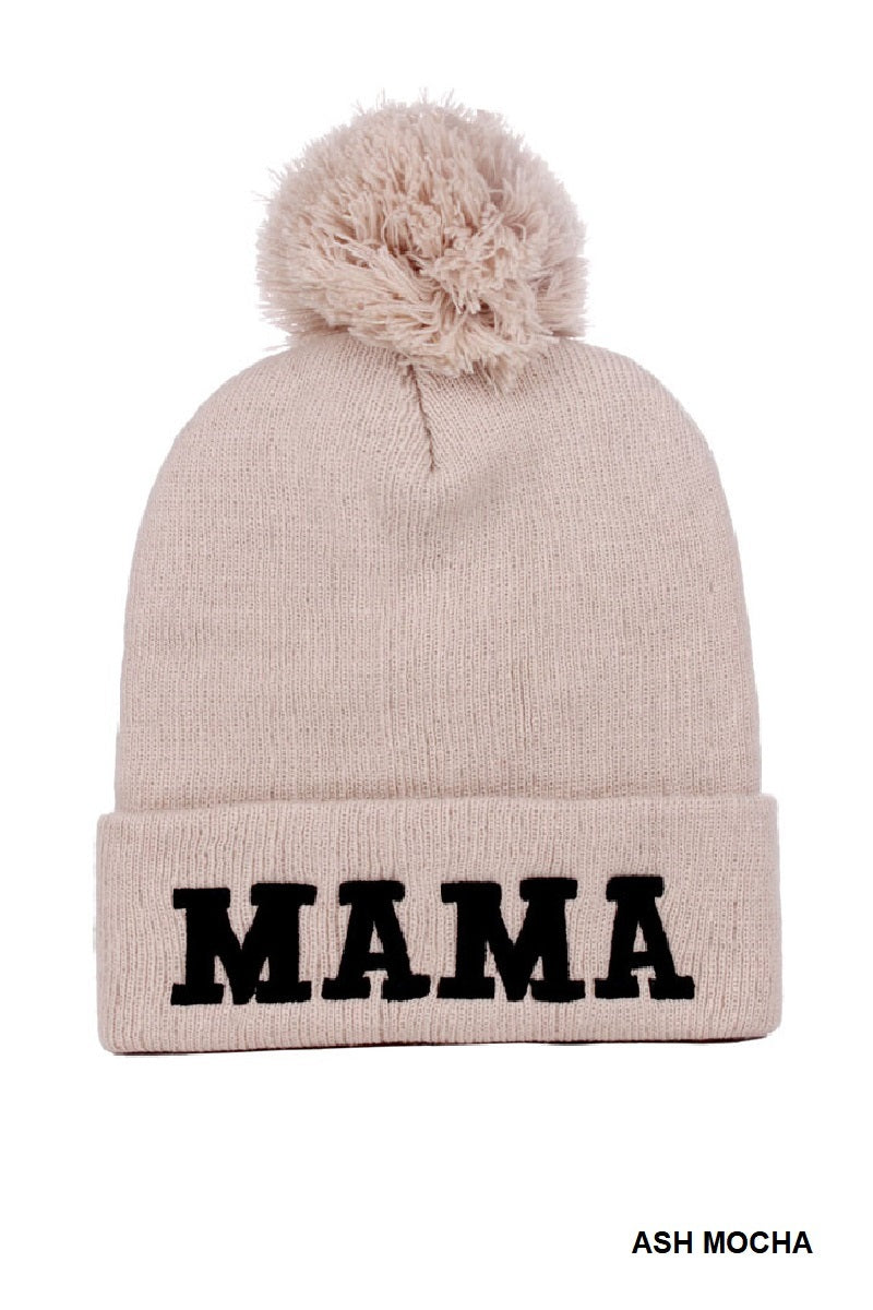 Zenana Chenille Patch Pom Mama Beanie Zenana