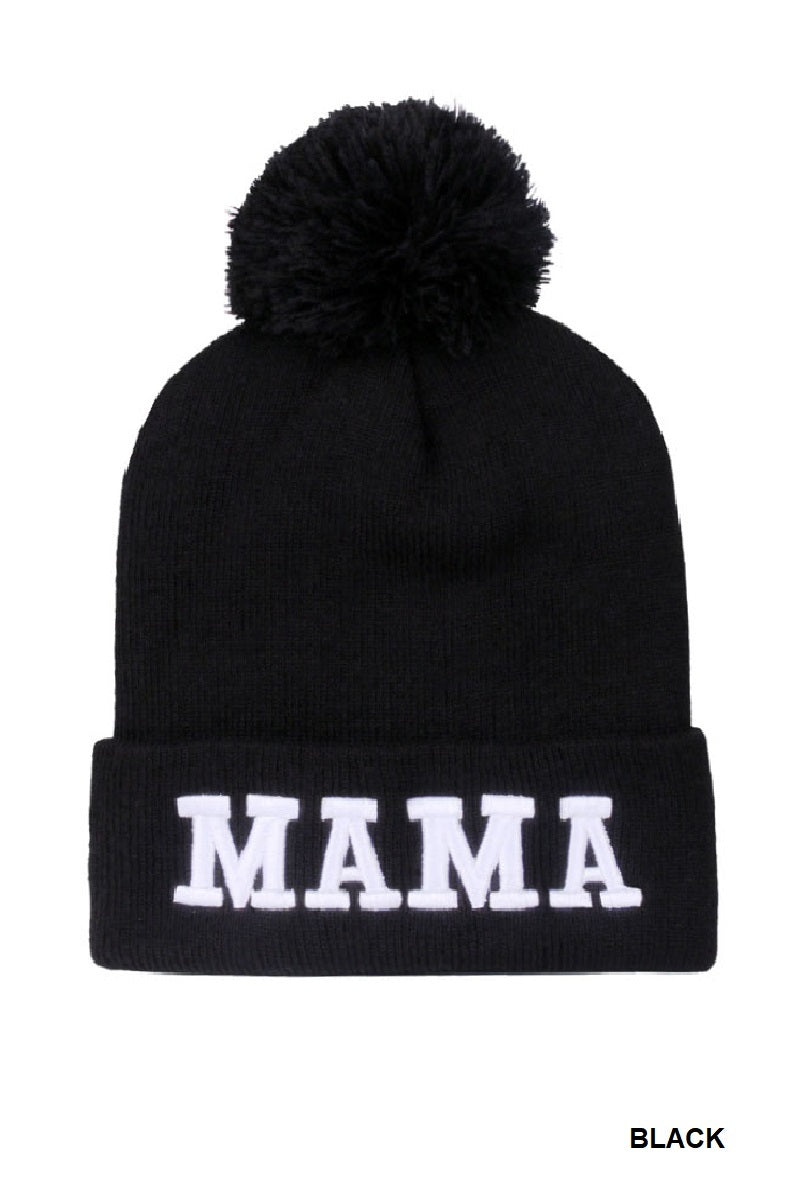 Zenana Chenille Patch Pom Mama Beanie Zenana