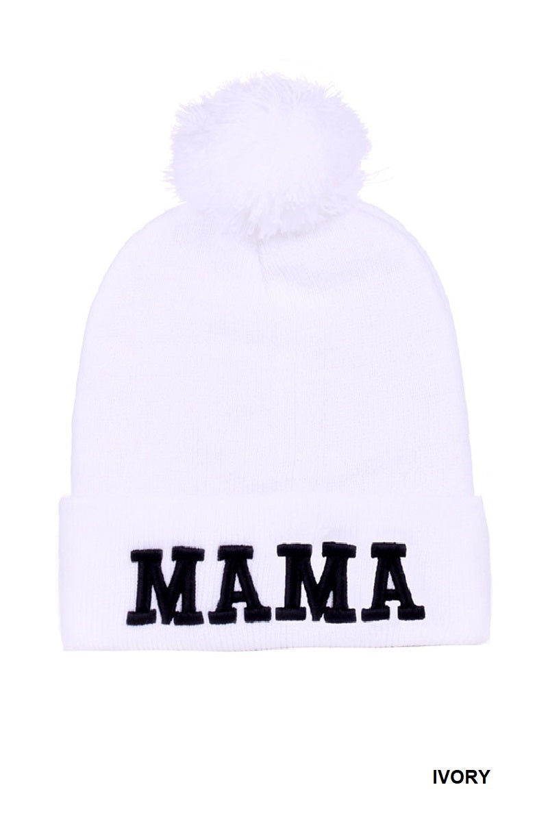 Zenana Chenille Patch Pom Mama Beanie Zenana
