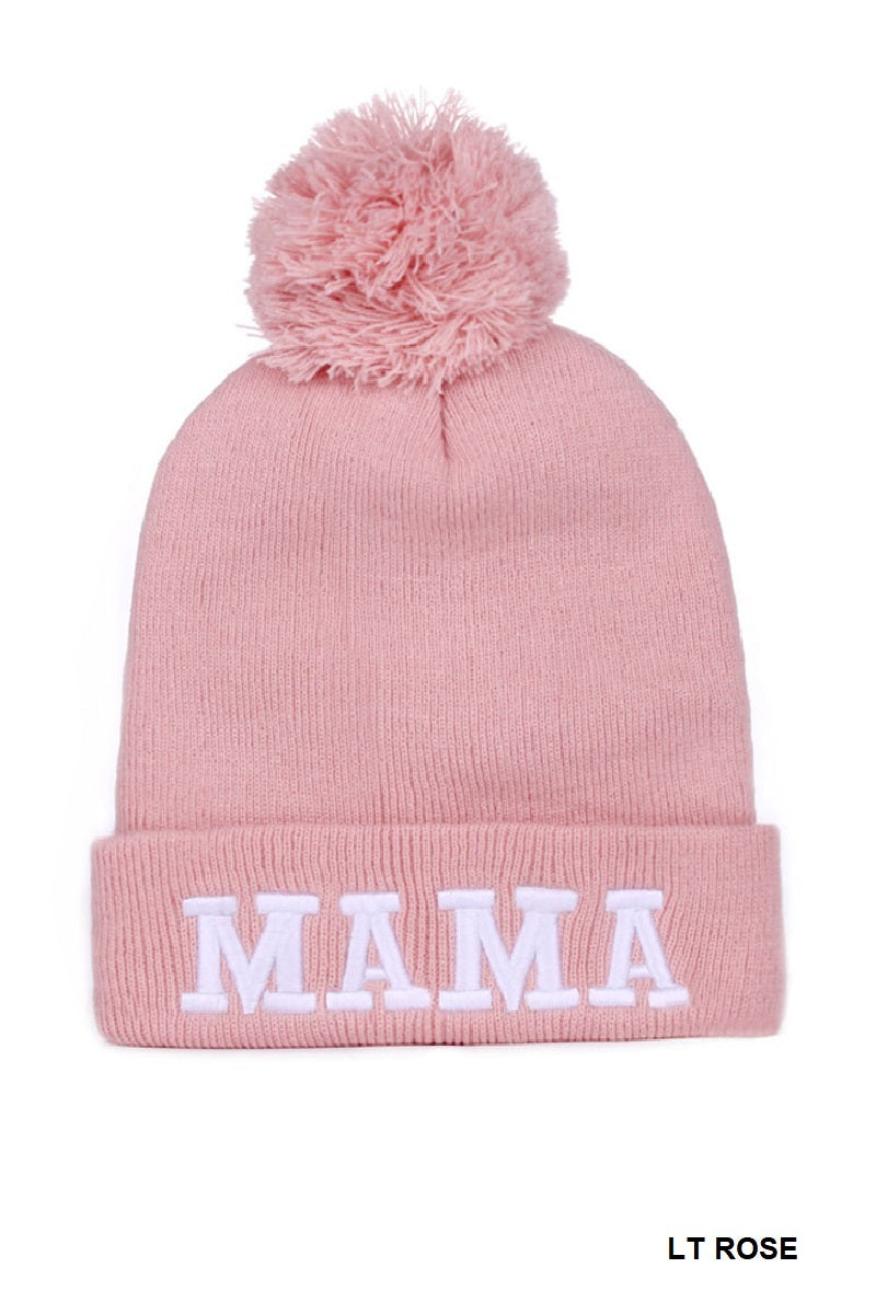 Zenana Chenille Patch Pom Mama Beanie Zenana
