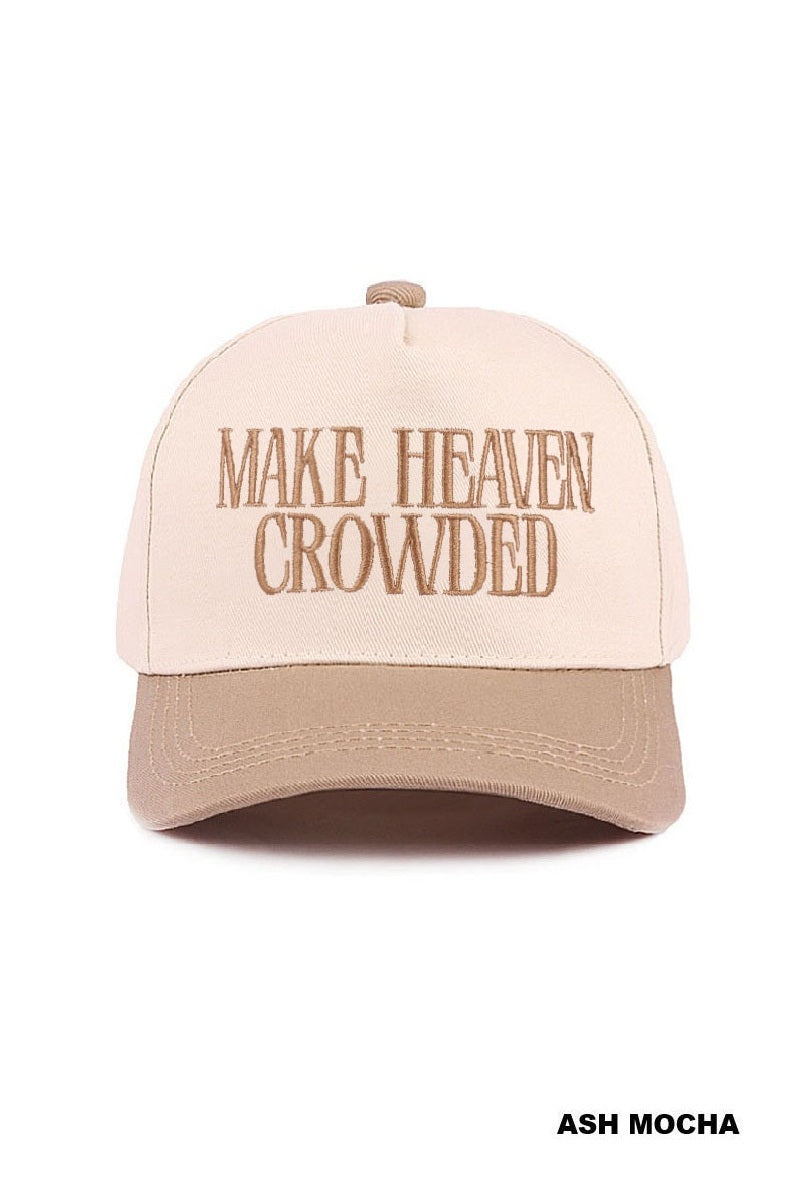 Make Heaven Crowded Two-Tone Canvas Cotton Cap -Mocha