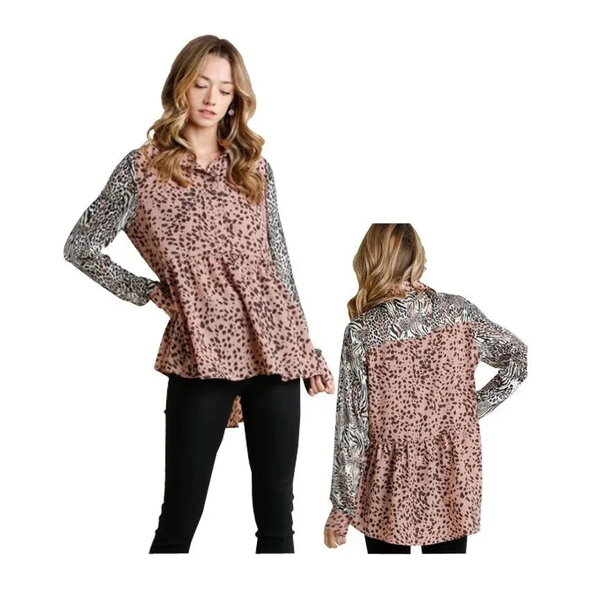 Umgee High-Low Animal Print Collar Umgee