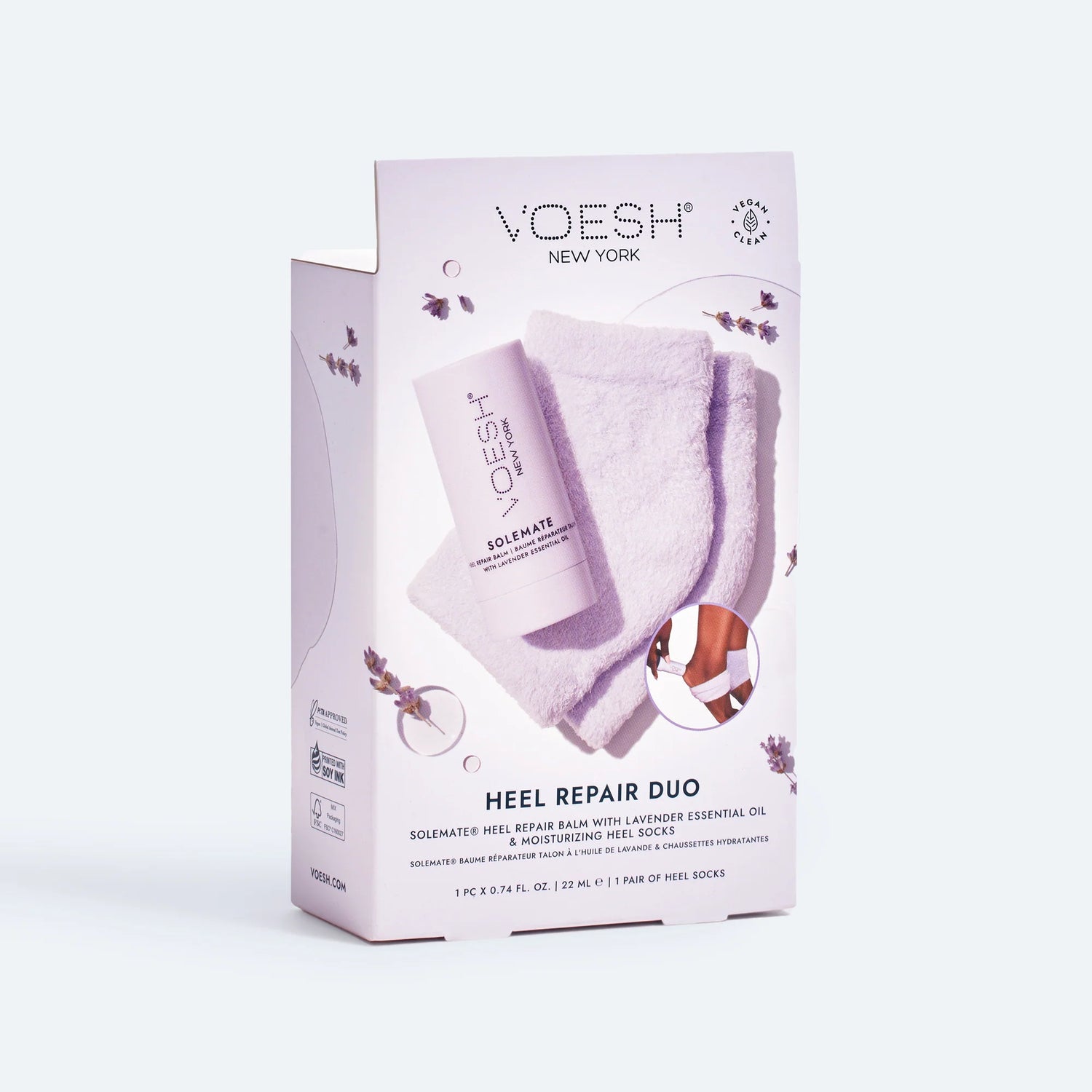 Voesh Heel Repair Duo (Balm + Socks) Lavender - PinkPro Beauty Supply