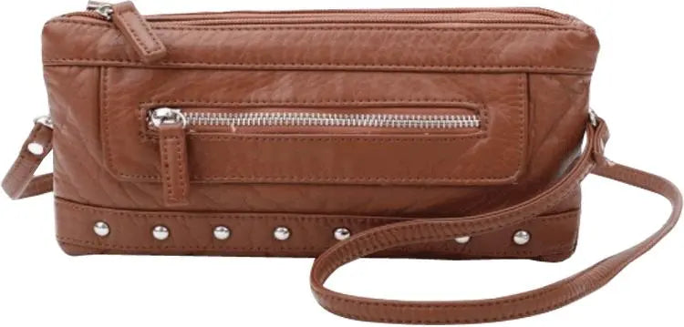 Vegan Brown Leather Wristlet PinkPro Beauty Supply
