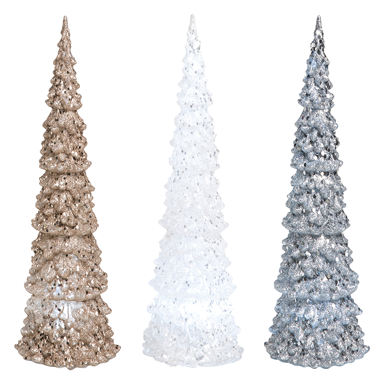 Metallic Glitter Light Up Christmas Trees Set 3 Piece