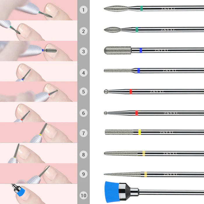 MelodySusie Diamond Cuticle Nail Bit - 10 Pieces - PinkPro Beauty Supply