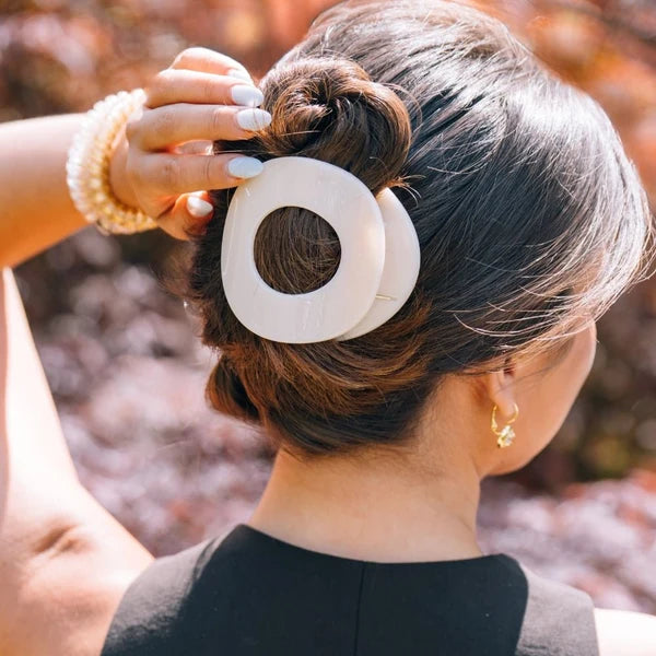 Teleties Flat Circle Clip Large - Coconut White