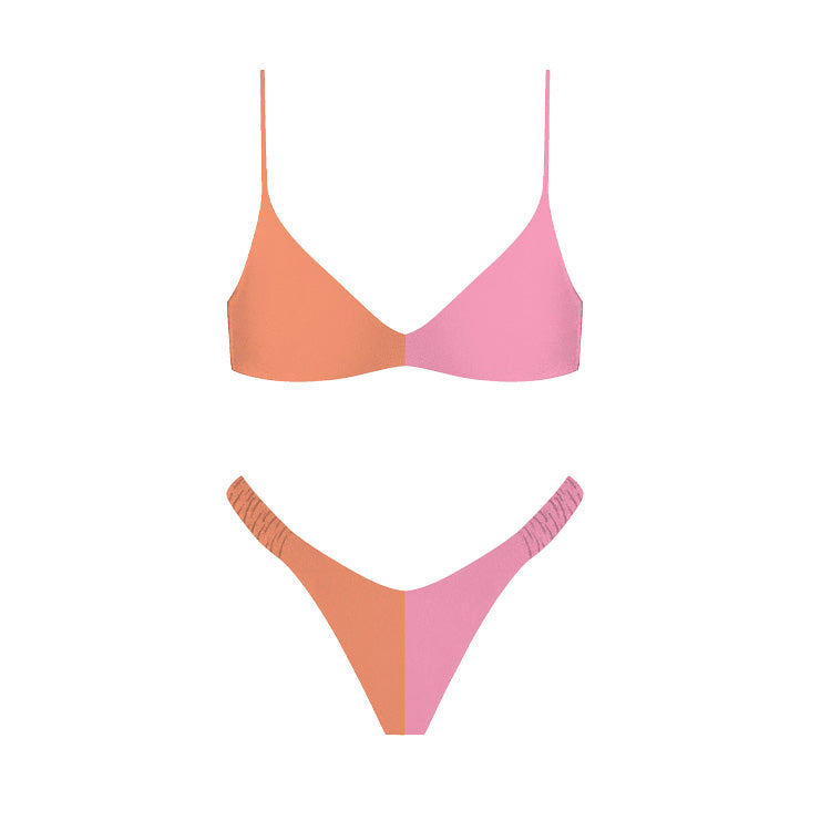 Swimsuit Bikini High Cut Color Block - PinkPro Beauty Supply