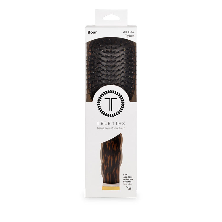 Teleties Boar Bristle Hair Brush - Tortoise