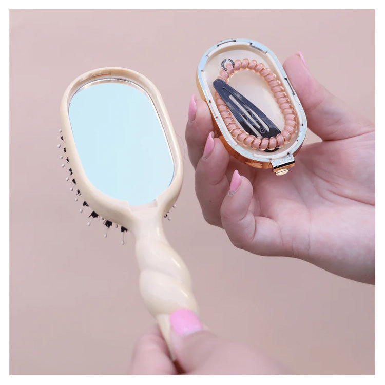 Teleties Mini Boar Bristle Hair Brush - Tan