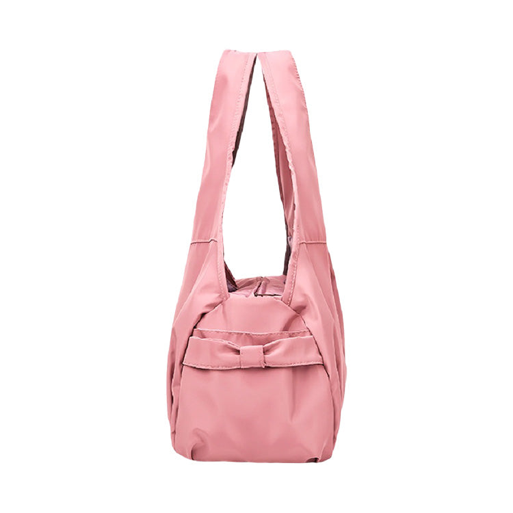 Waterproof Oxford Pleated Draped Shoulder Bag - Dark Pink