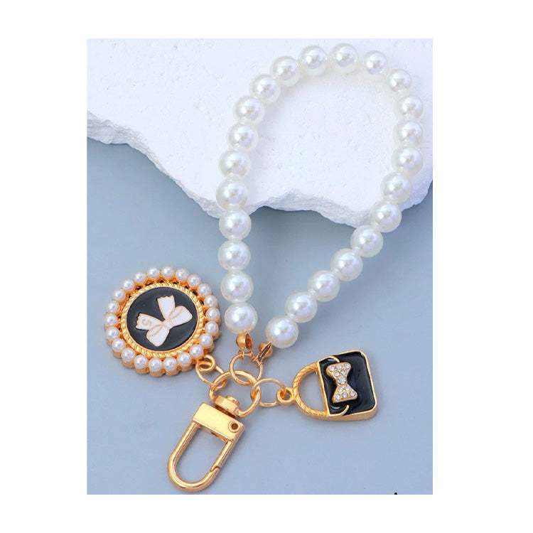 Pearl Beaded Keychain Bag Charm - Shell White PinkPro Beauty Supply