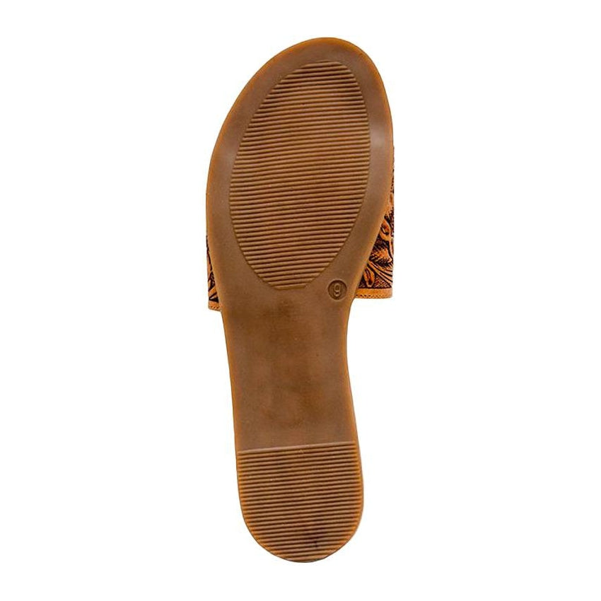 Myra Coppu Western Hand-Tooled Sandal