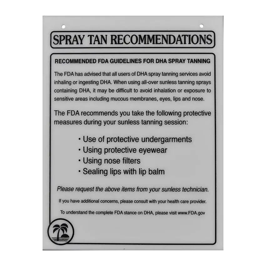 Spray Tan Recommendations Acrylic Sign* PinkPro Beauty Supply