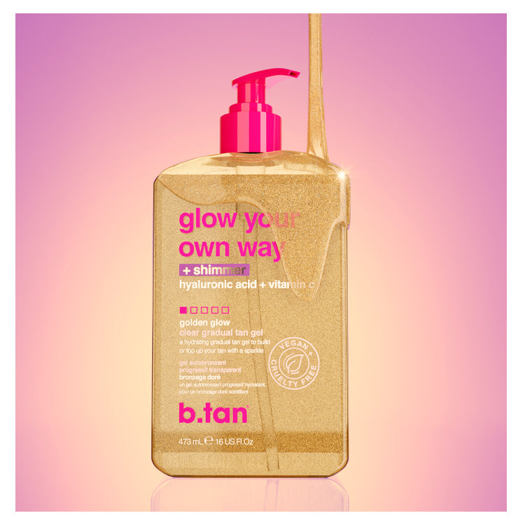 B.Tan Glow Your Own Way Daily Shimmer Gradual Tan Gel 16 oz