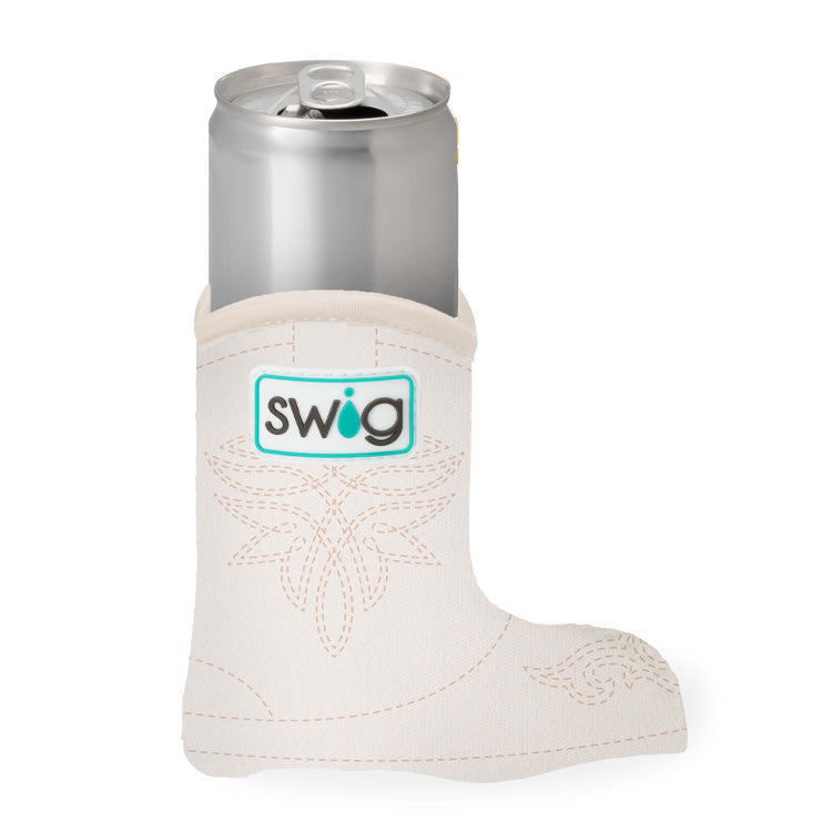Swig Life Coolie 12 oz Slim Saddle Stitch Cream