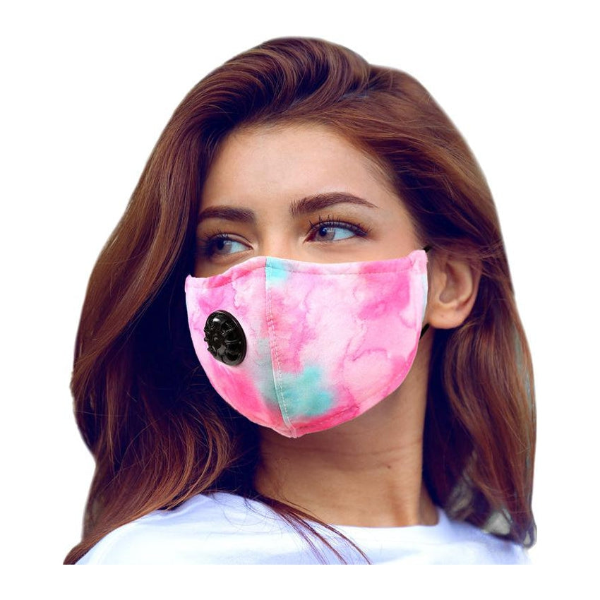 Face Mask Pink Tie Dye With Respirator