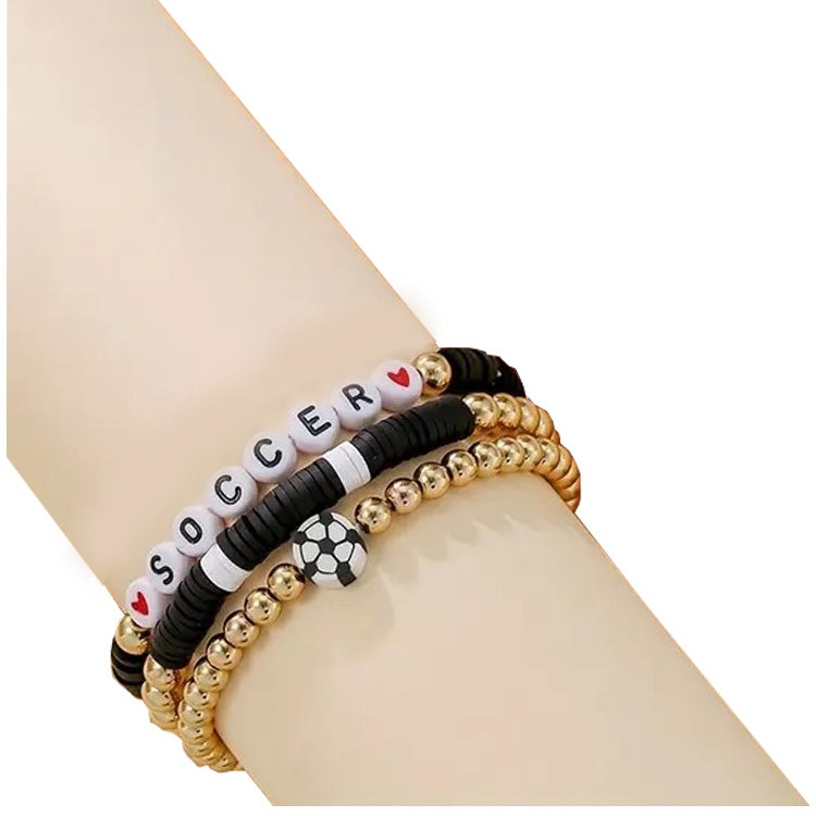 Soccer Beaded Bracelet Set - 3 Pieces