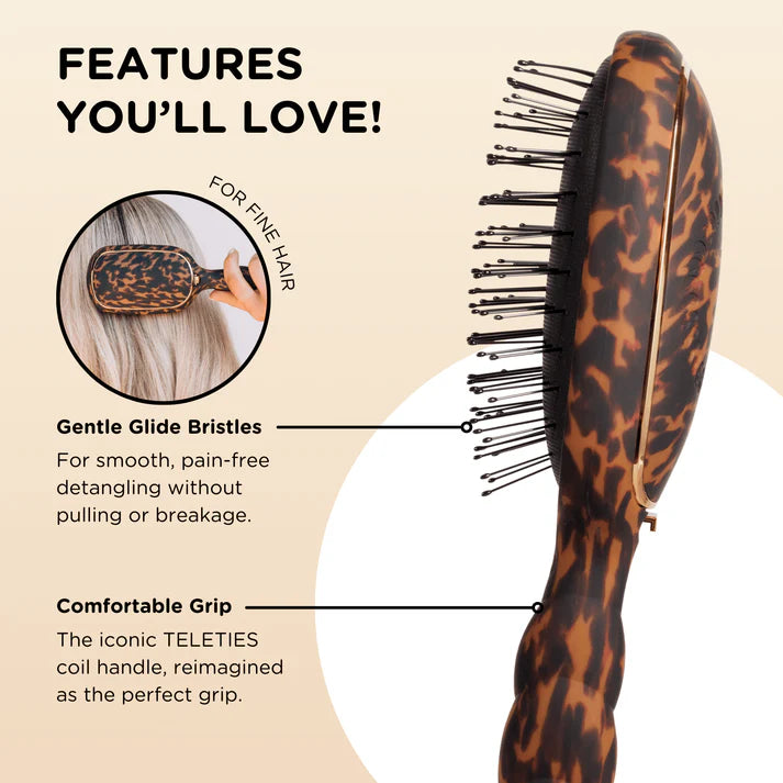 Teleties Detangler Hair Brush for Medium Hair – Tortoise
