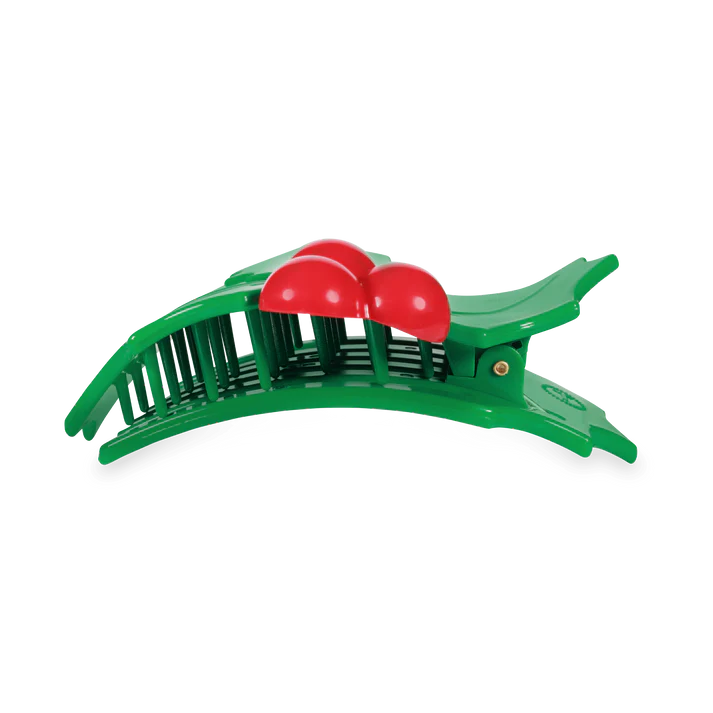 Teleties Medium Flat Hair Clip - Holly Leaves Holiday