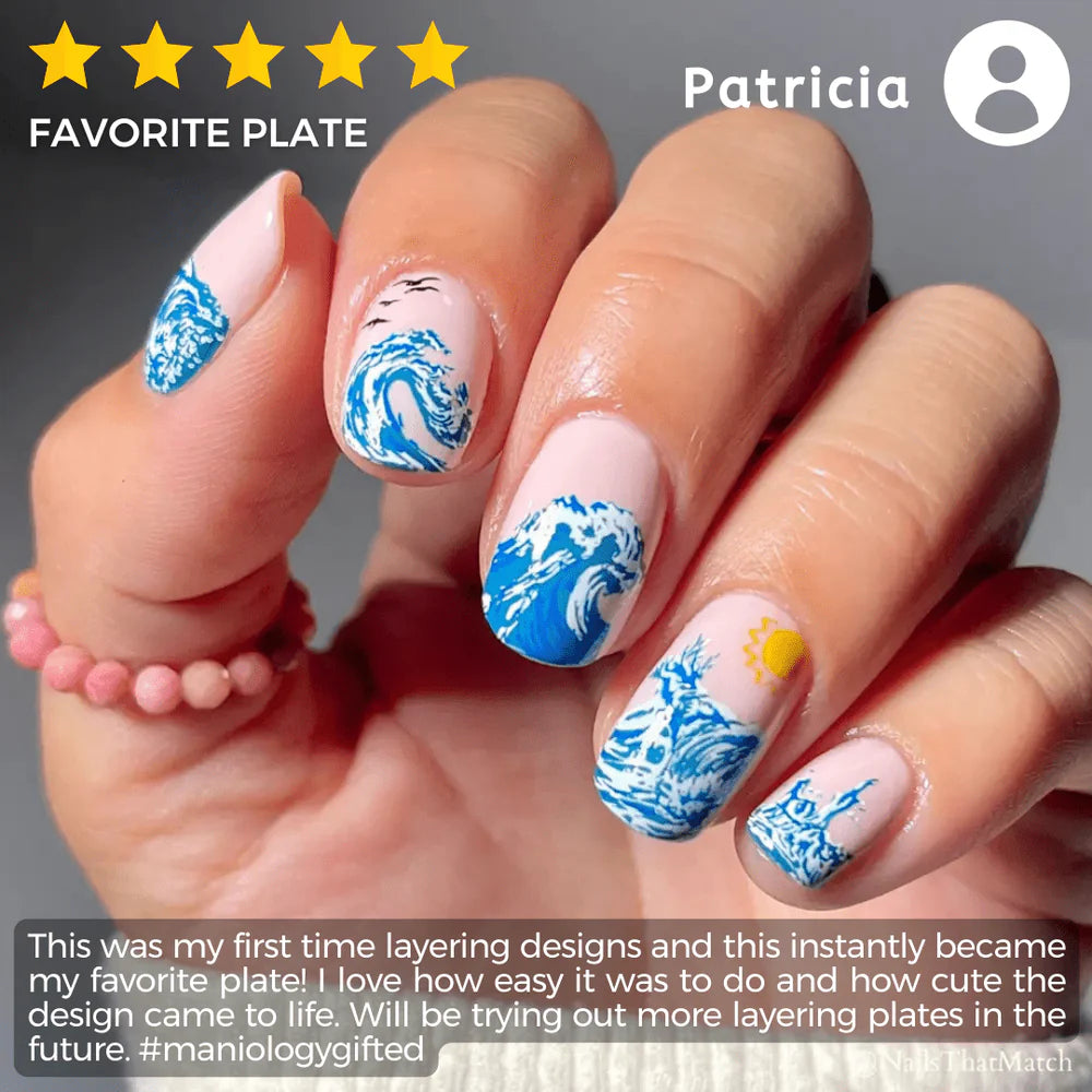 Maniology Catching Waves - Nail Stamping Plate - PinkPro Beauty Supply