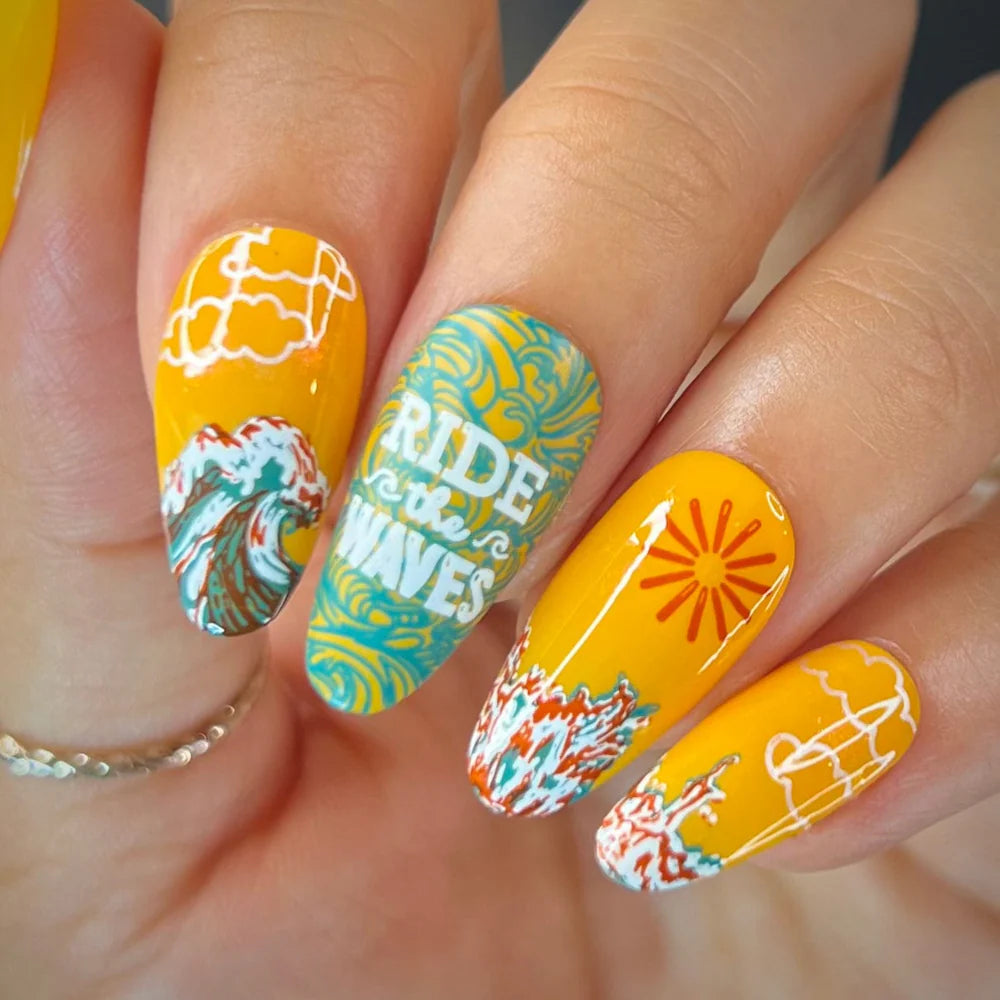 Maniology Catching Waves - Nail Stamping Plate - PinkPro Beauty Supply