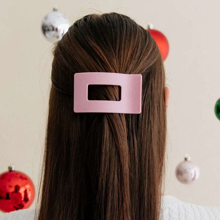Teleties Flat Rectangle Medium Clip - Merry Pinkmas