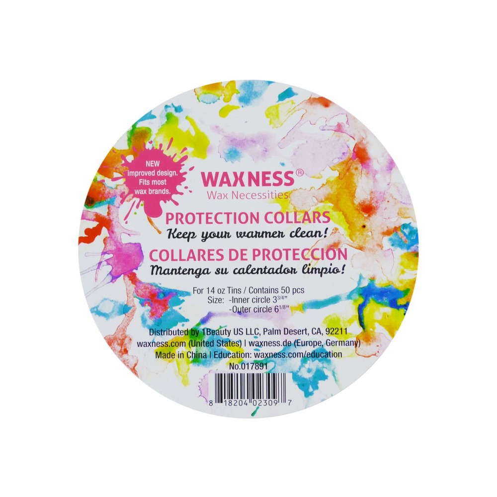 Waxness Multi-fit Protection Collars for 14-16 Oz Tins and Pots 50 pcs Splattered Paint Art Waxness