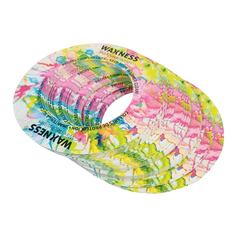 Waxness Multi-fit Protection Collars for 14-16 Oz Tins and Pots 50 pcs Splattered Paint Art Waxness