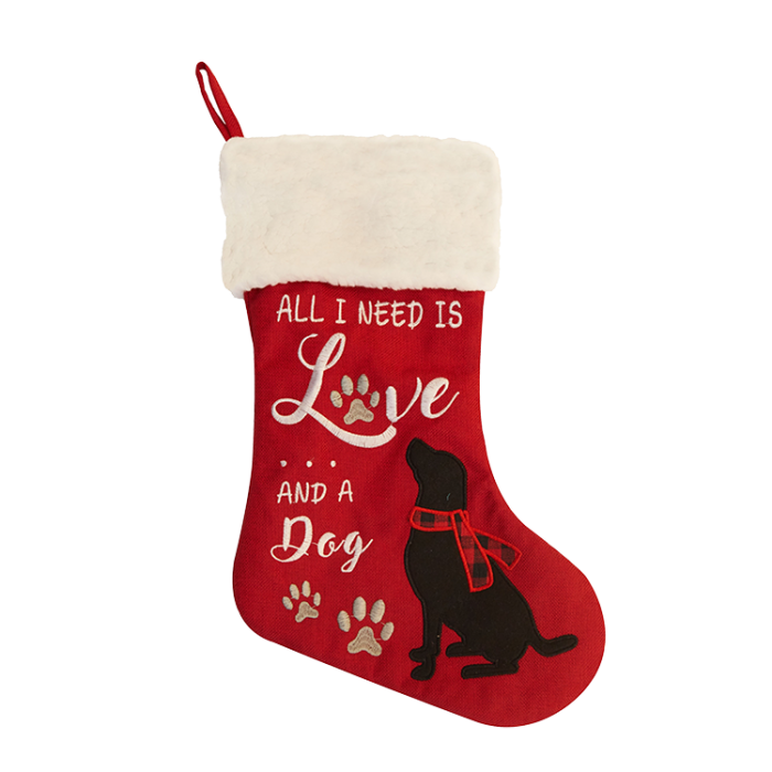 Dog Lovers Christmas Stocking - All I Need is Love and a Dog