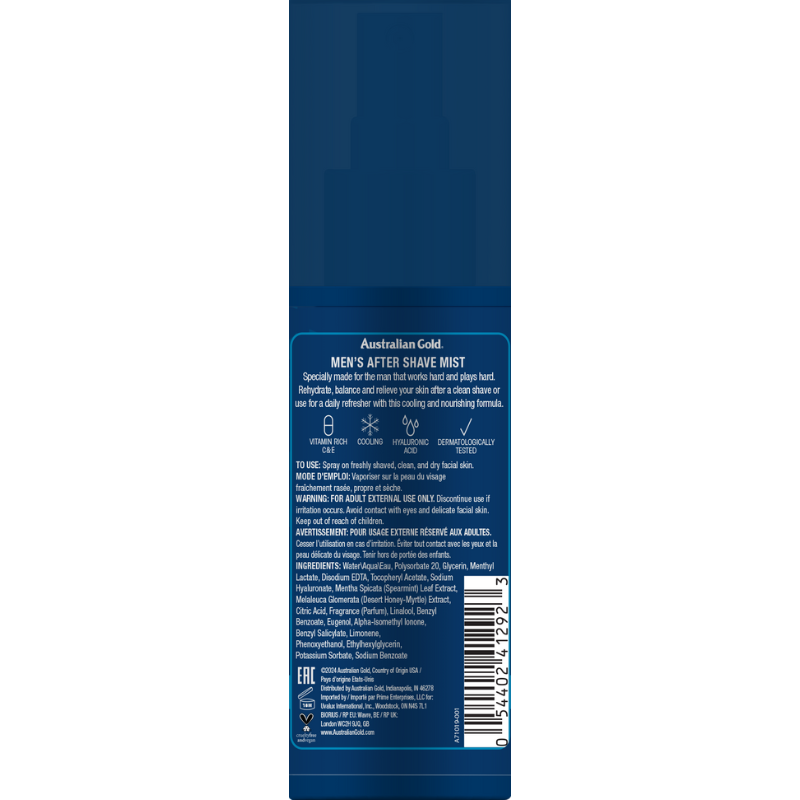 Australian Gold Men's After Shave Mist - 3 fl oz. - PinkPro Beauty Supply