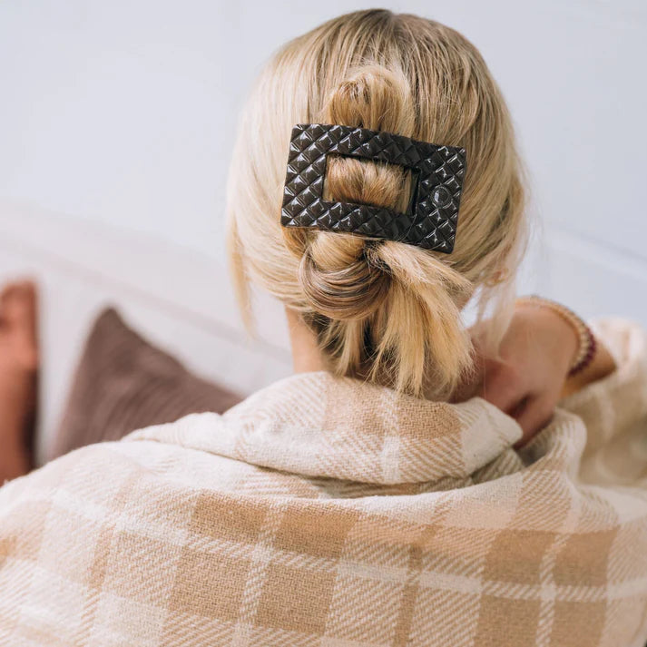 Teleties Flat Rectangle Clip Quilted Medium - Truly Taupe