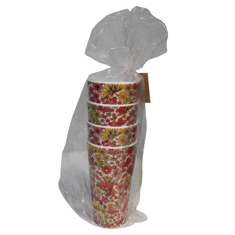 Retro Floral Tumblers Set of 4 Happy Camper