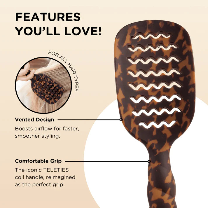 Teleties Vented Hair Brush - Tortoise