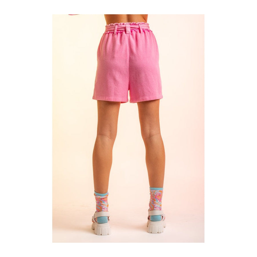 Shorts Washed Thermal Knit Pink
