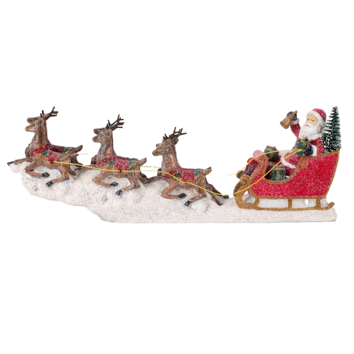 Reindeer Santa Sleigh Figurine