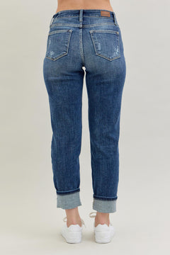Judy Blue Midrise Cuffed Boyfriend Jeans - PinkPro Beauty Supply