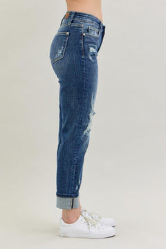 Judy Blue Midrise Cuffed Boyfriend Jeans - PinkPro Beauty Supply
