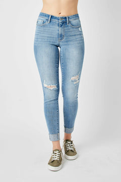 Judy Blue Mid Rise Destroy Skinny Jeans - PinkPro Beauty Supply