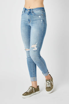 Judy Blue Mid Rise Destroy Skinny Jeans - PinkPro Beauty Supply