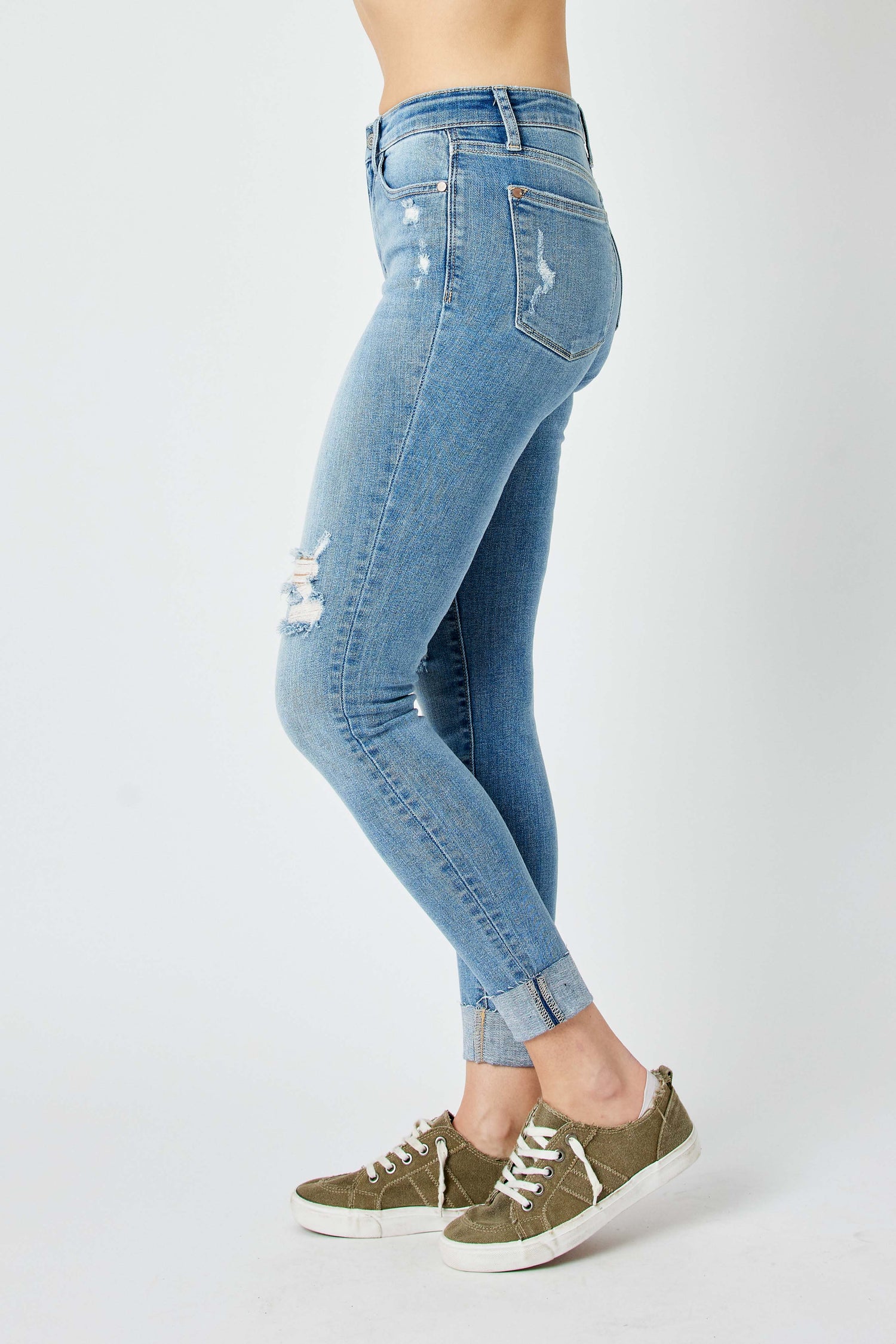 Judy Blue Mid Rise Destroy Skinny Jeans - PinkPro Beauty Supply