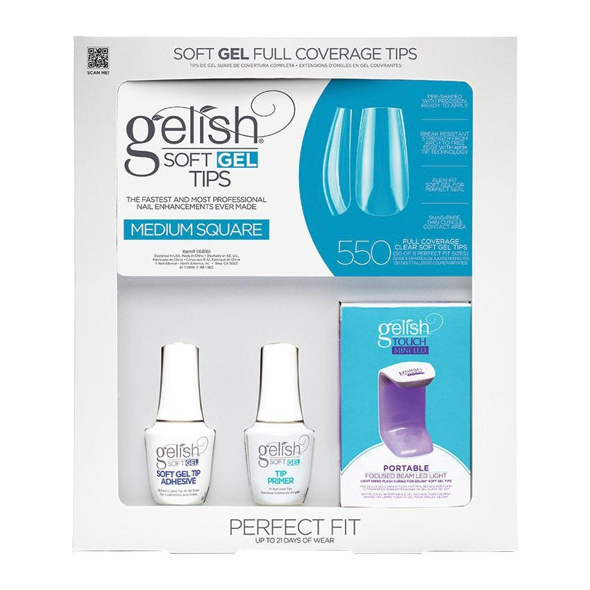 Gelish Soft Gel Tips 550 Count Medium Square Kit