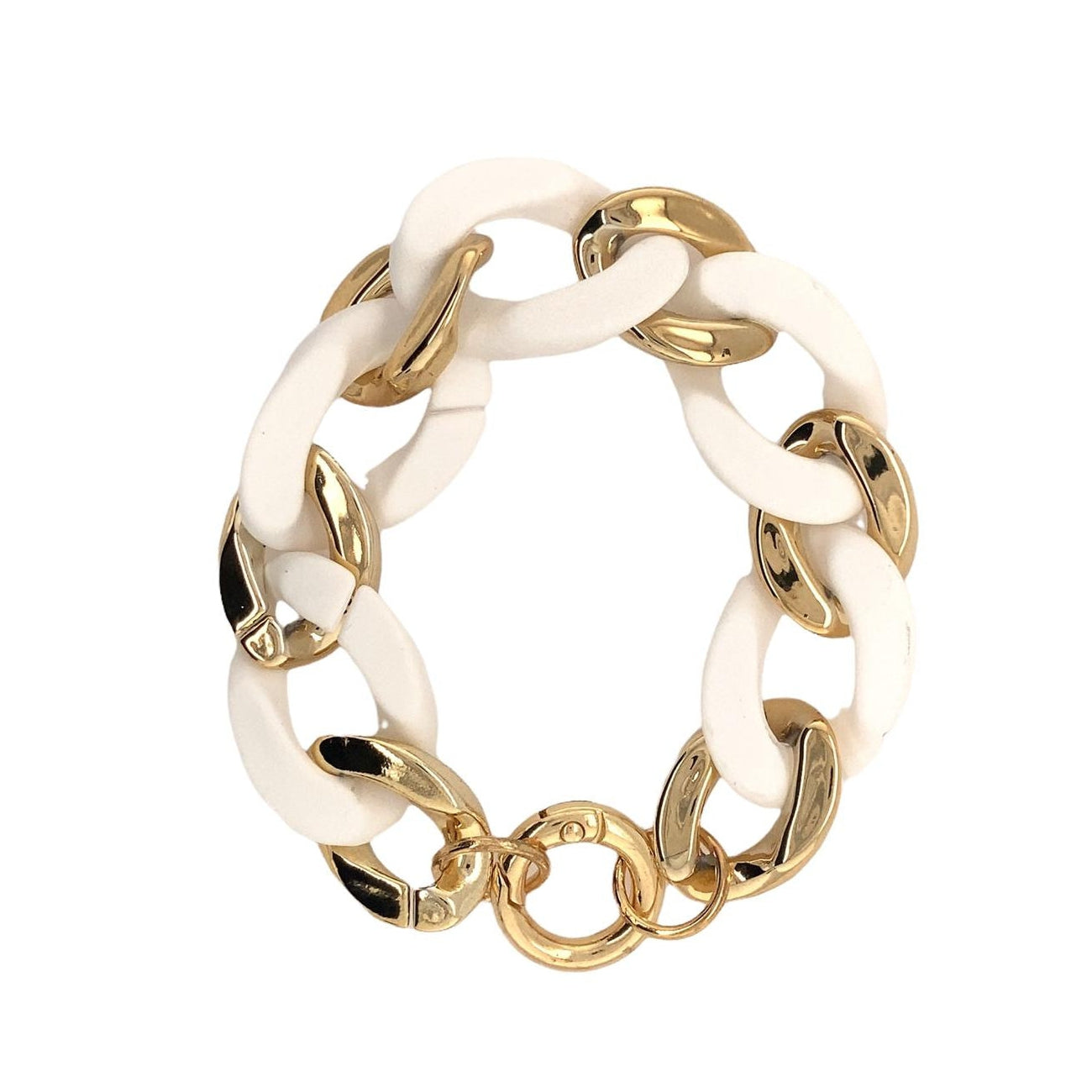 Bracelet Metal Link Gold & White