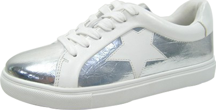 Metallic Silver Star Sneakers