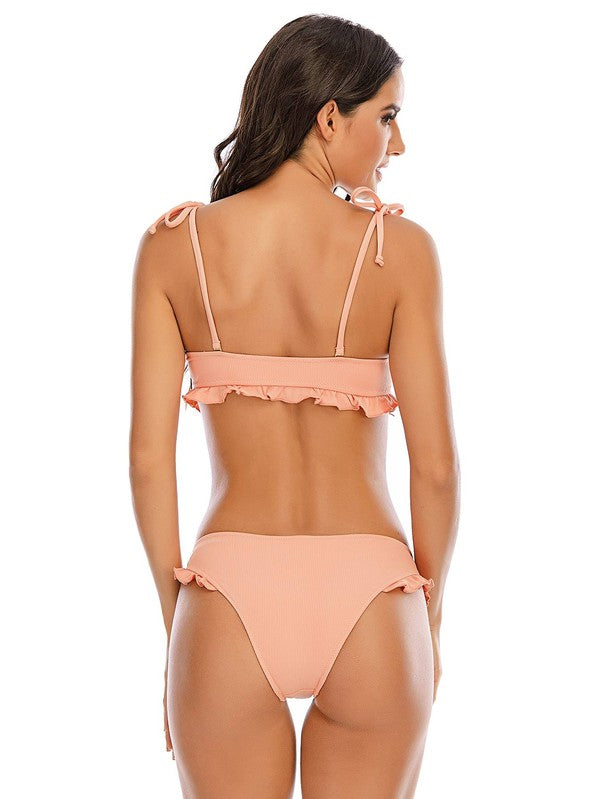 Peach Ruffle Bikini Swimsuit PinkPro Beauty Supply