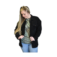 Corduroy Shirt Jacket Button Up-Black Medium PinkPro Beauty Supply