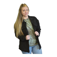 Corduroy Shirt Jacket Button Up-Black Medium PinkPro Beauty Supply