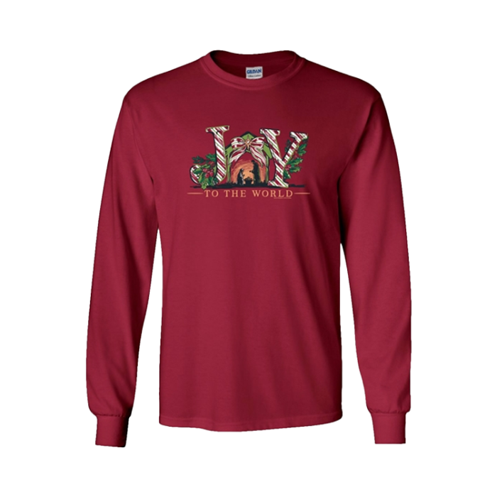 Southern Couture Joy Long Sleeve T-Shirt - Cardinal Red Medium