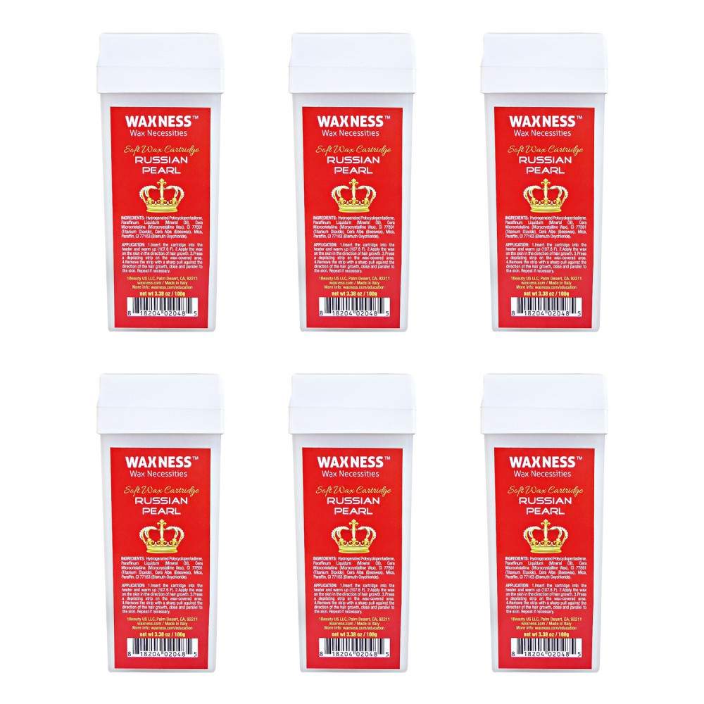 Waxness Russian Pearl Synthetic Hypoallergenic Soft Wax Cartridge 3.38 oz 6 Pack